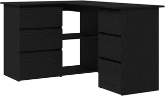 vidaXL Schwarzer Eichen-Eckschreibtisch, 145 x 100 x 76 cm, Aus Holzwerkstoff 862006