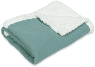ULLENBOOM Babydecke für den Winter, 70x100 cm, Salbeigrün (Made in EU) - Aus Baumwolle & flauschigem Teddy Fleece (OEKO-TEX Standard), ideal für Neugeborene, als Kinderwagendecke oder Kuscheldecke