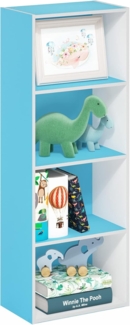 Furinno Luder Bücherregal mit 4 Ebenen, Holzwerkstoff, Weiß/Hellblau, 23. 7(D) x 39. 5(W) x 105. 9(H) cm