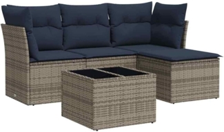 vidaXL 5-tlg. Garten-Sofagarnitur mit Kissen Grau Poly Rattan 3217551