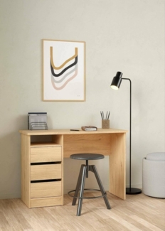 Dmora - Schreibtisch Minette, Mehrzweckschreibtisch, Bürotisch für PC, Eckschreibtisch, 110x49 h76 cm, Eiche