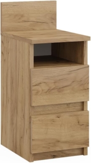 Nachttisch Monty Goldkraft Eiche 25 x 59.1 cm mit 2 Schubladen Vicco