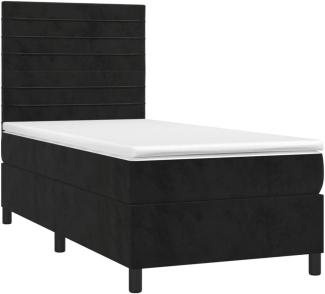 vidaXL Boxspringbett mit Matratze Schwarz 100x200 cm Samt 3143069