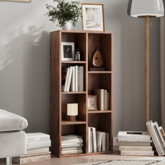 Home Collective Bücherregal Regal Raumteiler aus Holz mit 7 offenen Fächern, 50x24x106 cm, Dunkles Holz