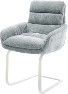 Freischwinger Abelia-Flex mit Armlehnen Chenille Pastellblau Freischwinger flach Weiß