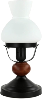 Licht-Erlebnisse Nachttischlampe PETRONEL, ohne Leuchtmittel, Tischlampe Braun Holz Metall Glas Landhaus Rustikal