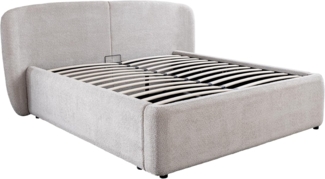 riess-ambiente Boxbett ART DECO 160x200 cm greige Bouclé - mit Stauraum & Lattenrost (Einzelartikel, 1-St), Doppelbett mit Rundumbezug & stilvolles Design