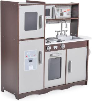 Moni Kinderküche Smart 7266 Holz 95 cm hoch Spülbecken, Backofen, Mikrowelle braun