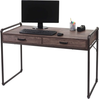 Schreibtisch HWC-F58 3D-Struktur braun Wildeiche-Optik