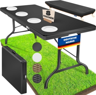 KESSER® Buffettisch Tisch klappbar Kunststoff 183x76 cm Campingtisch Partytisch Klapptisch Gartentisch für Garten, Terrasse und Balkon zusammenklappbar 6 Personen inkl. Tragegriff, Anthrazit
