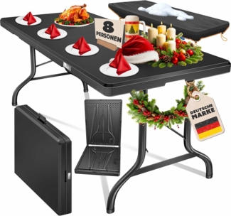 KESSER® Buffettisch Tisch klappbar Kunststoff 183x76 cm Campingtisch Partytisch Klapptisch Gartentisch für Garten, Terrasse und Balkon zusammenklappbar 6 Personen inkl. Tragegriff, Anthrazit