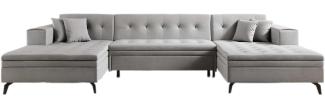 Designer Sofa Vivana mit Schlaffunktion Samt Hellgrau