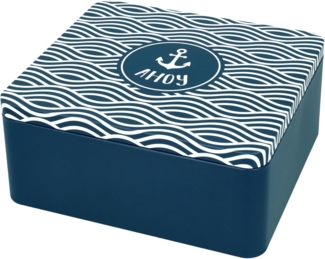 Birkmann Colour Kitchen Geschenkbox Ahoy, Gebäckdose, Plätzchendose, Keksdose, Weißblech, Blau, 21 x 19 cm, 439887