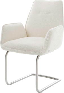 Freischwinger Zoa-Flex Bouclé Weiß Freischwinger rund Edelstahl Taschenfederkern