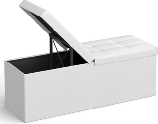 Faltbarer Sitzhocker, Sitzbank mit 120 L Stauraum, bis 300 kg belastbar, Kunstleder, LSF75WT