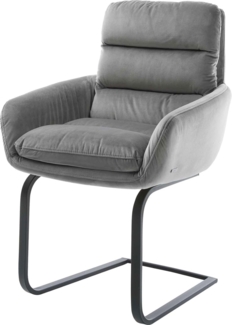 Freischwinger Abelia-Flex mit Armlehnen Samt Grau Freischwinger flach Schwarz