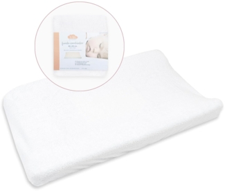 Ti TIN | Wickeltischauflagenbezug aus Frottee-Stoff, 80x50 cm | weicher und saugfähiger Wickelunterlagenbezug, Bezug aus adaptivem elastischem Gewebe, 100% Mikrofaser, Farbe: weiß