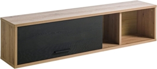 Composad | Hängeschrank der Linie VITRUVIA mit 1 Klappe und 1 Fach, Wandhängeschrank für Wohnzimmer, Hängeschrank (B x H x T) 150 x 35 x 28,6 cm, Farbe Eiche Honig und Schwarz, Made in Italy