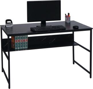 Schreibtisch HWC-K80, Bürotisch Computertisch Arbeitstisch Ablage, Metall MDF 120x60cm ~ Marmor-Optik schwarz