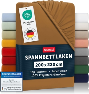 Blumtal® Mikrofaser Spannbettlaken 200x220 cm 2er Set - Oekotex zertifiziertes Bettlaken 200x220 cm - Spannbetttuch 200x220 cm - Leintuch 200x220 - Bettlaken 200x220 - Laken Braun - Pumpkin Spice