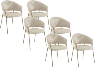 Vente-unique - Stuhl 6er-Set - Texturierter Stoff & Metall - Beige - MADOLIA von Pascal MORABITO