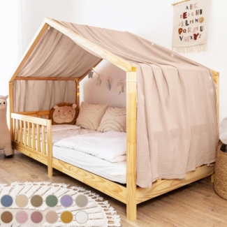 lilimaus Betthimmel Hausbetthimmel aus Musselin - Hausbett Deko für Mädchen & Jungen, Stilvolle Kinderzimmerdeko aus Baumwolle für gemütliche Hausbetten