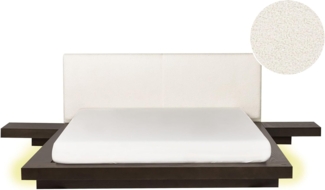 Bett mit LED ZEN 160 x 200 cm LED Kunstleder Dunkler Holzfarbton