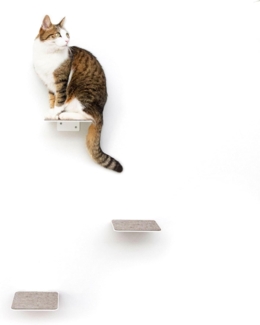 LucyBalu Katzen-Kletterwand Katzentreppe, Katzen Kletterwand, Katzenleiter, Katzenstufen, 3er Set, Pulverbeschichtetes Stahlblech mit Filzauflagen