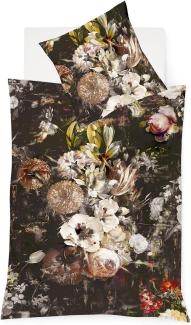 Fleuresse Mako-Satin Bettwäsche 155x220 Blüten Rosen grau braun Wende 114295-07