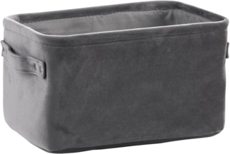 Home4You Aufbewahrungskorb, Grau, Samt, mit Tragegriffen, (1 St), B 30 x H 16 x T 21 cm