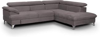 Mivano Schlafsofa David / Moderne Eckcouch mit verstellbaren Kopfteilen, Bettfunktion und Stauraum / 256 x 71 x 208 / Mikrofaser-Bezug, Hellbraun