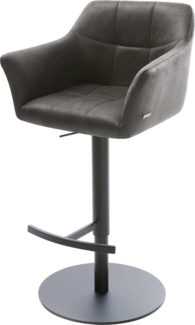 Delife Barstuhl Yulo-Flex Drehfuß höhenverstellbar Metall	, Anthrazit, Microvelours, Schwarz