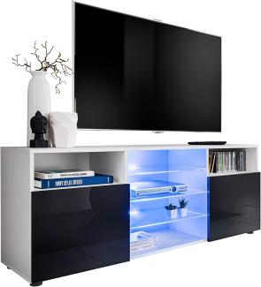 Generic ExtremeFurniture T38 TV Lowboard, Karkasse in Weiß Matt/Front in Schwarz Hochglanz mit LED in RGB