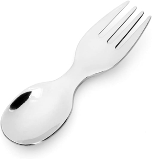LEKKABOX Campinglöffel Mini Edelstahl Göffel, 10cm - Gabel Löffel Spork klein Kinder Brotdose, Extra klein, nur 10 cm lang – passt in jede Brotdose