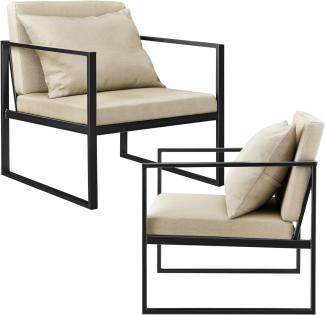 en. casa Sessel, »Ragusa« 2er Set Relaxsessel Polstersessel Sandfarben