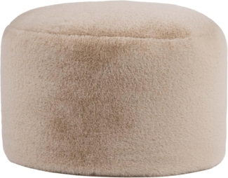 Icon Milano Hocker, Beige, Kaninchen Kunstfell Stoff, Sitzsack Stuhl, Sitzpuff Hocker mit Füllung, Fußhocker für das Wohnzimmer, Deko Wohnzimmer