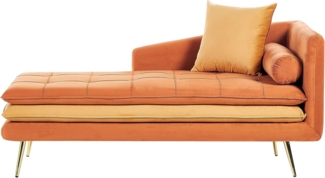 Chaiselongue Samtstoff orange rechtsseitig GONESSE