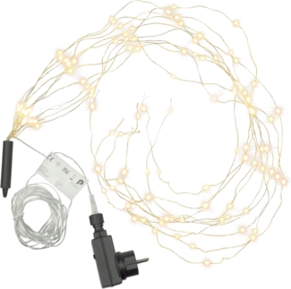 Nipach LED-Lichterkette BA11011 LED Lichterbündel Silberdraht 100er warmweiß