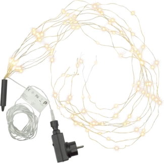 Nipach LED-Lichterkette BA11011 LED Lichterbündel Silberdraht 100er warmweiß