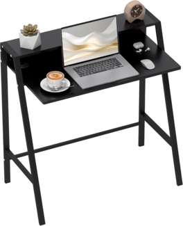 HOMCOM Schreibtisch Computertisch Bürotisch Arbeitstisch mit Ablagefach Kabeldurchlass Metall Schwarz 84 x 45 x 85 cm