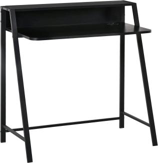 HOMCOM Schreibtisch Computertisch Bürotisch Arbeitstisch mit Ablagefach Kabeldurchlass Metall Schwarz 84 x 45 x 85 cm