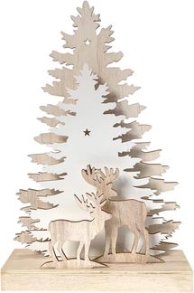 HTI-Living Rehe vor Baumsilhouette LED Weihnachsdeko