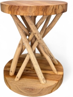 FaHome Beistelltisch Holzhocker Couchtisch – Handgefertigt – aus Suar- und Teakholz