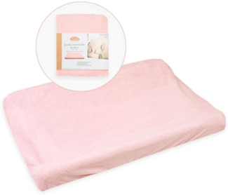Ti TIN | Wickeltischauflagenbezug aus Frottee-Stoff, 80x50 cm | weicher und saugfähiger Wickelunterlagenbezug, Bezug aus adaptivem elastischem Gewebe, 100% Mikrofaser, Farbe: rosa