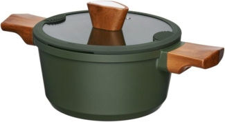 RESTO Kitchenware Kochtopf Sadr, Bratentopf antihaftbeschichtet, im Geschenkkarton, Aluminiumguss (2-tlg), inkl. Glasdeckel mit Silikonrand und integrierten Abgießlöchern