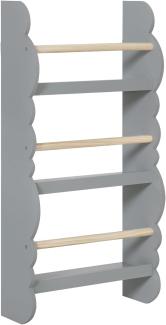 WOLTU Kinder Bücherregal Wandregal, Bücher-Organizer mit 3 Ablagen, Kinderregal für Buchaufbewahrung, aus Kiefernholz E1 MDF, für Kinderzimmer Spielzimmer, Grau