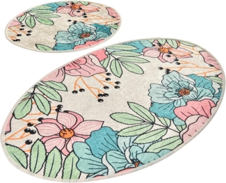 Badezimmerteppich-Set (2-teilig) Blumen