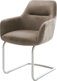 Freischwinger Pejo-Flex Mikrofaser Taupe Vintage Freischwinger rund Edelstahl Taschenfederkern