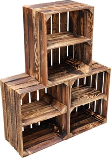 Holzkisten mit Regalfach Kurz 50 x 40 x 30 cm Vintage Geflammt