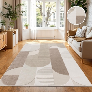 Paco Home Teppich In- & Outdoor, Moderne abstrakte Boho Designs mit 3D Struktur, robust & wetterfest, ideal für Terrasse Wohnzimmer & Küche, Grösse:80x250 cm, Farbe:Beige 2